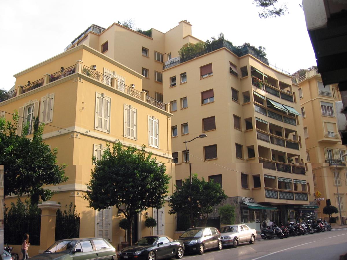 Exterior view of Le Calypso residence in La Rousse district, Monaco.
